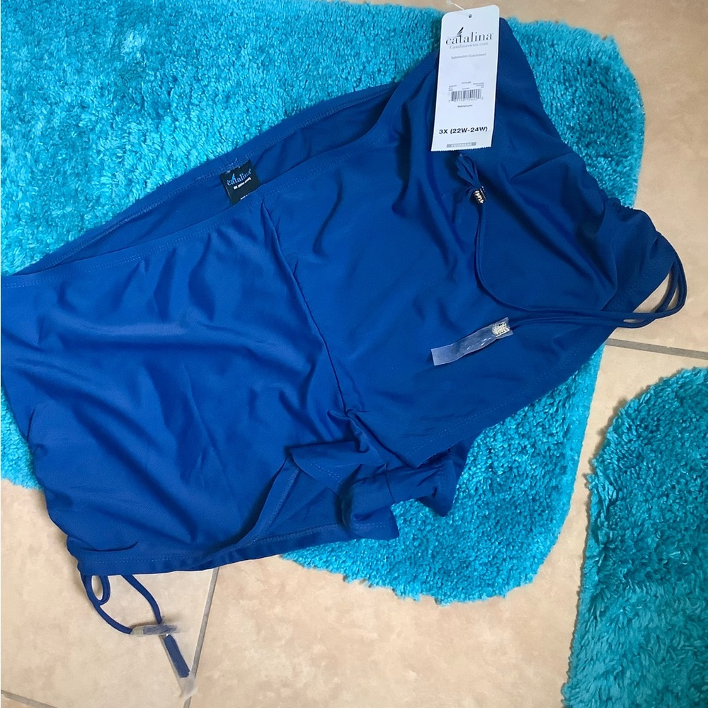 Swim suit bottom by Catalina NWT blue ruched if wanted size 3X 22-24 plu…